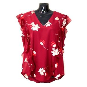 Lauren Ralph Lauren floral burgundy blouse, size L